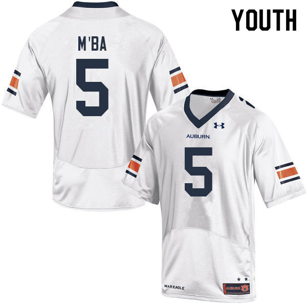 Youth #5 Jeffrey M'Ba Auburn Tigers College Football Jerseys Sale-White